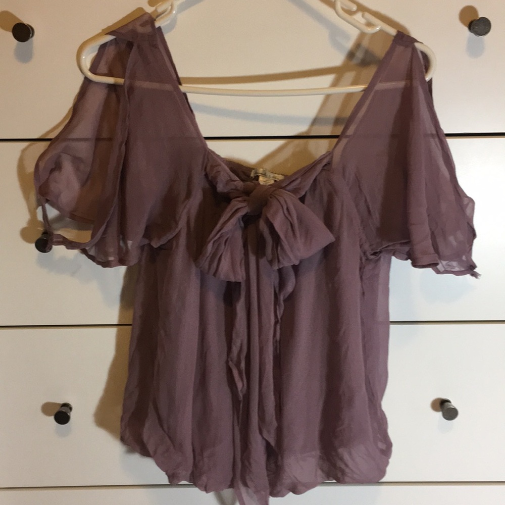 Urban Outfitters purple flowey bow top Sz s